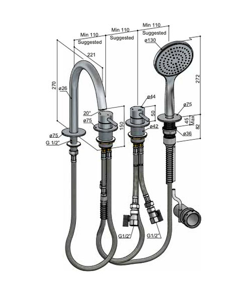 Hotbath Buddy B173 badrandcombinatie met 2-weg omstel - Chroom