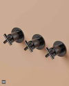 Hotbath Chap C7067EXT afbouwdeel voor Inbouw thermostaat - 2 stopkranen -  Geborsteld messing PVD