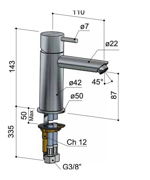 Hotbath Cobber CB003S wastafelkraan - gepolijst zwart PVD