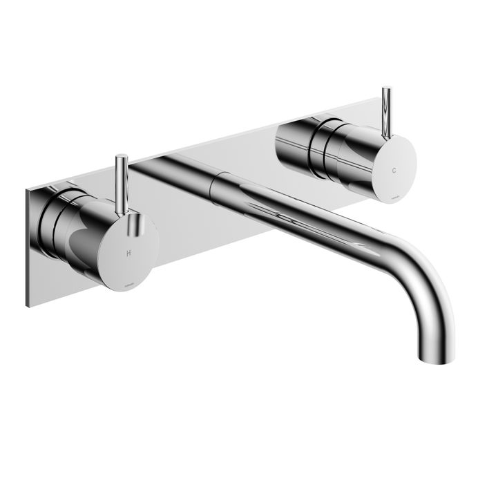 Hotbath Cobber CB006TEXT afbouwdeel wastafelkraan 3-gats met achterplaat - uitloop 18 cm - Geborsteld zwart PVD
