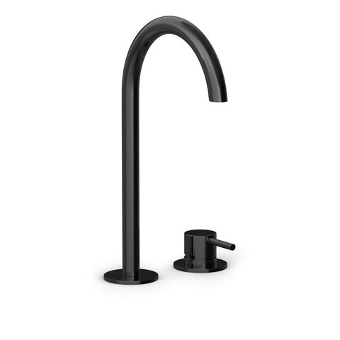 Hotbath Cobber CB023H wastafelkraan 2-gats hoog - Gepolijst zwart PVD
