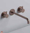 Hotbath Cobber CB105TEXT25 afbouwdeel voor 3-gats inbouw wastafelkraan - 25cm uitloop - geborsteld messing