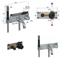 Hotbath Cobber CB126EXT afbouwdeel voor inbouw badmengkraan - verouderd ijzer