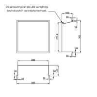 Hotbath &More inbouwnis 30x30x10cm - met frame - LED verlichting - geborsteld messing PVD
