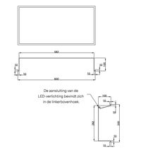 Hotbath &More inbouwnis 30x60x10cm - met frame - LED verlichting - geborsteld zwart PVD