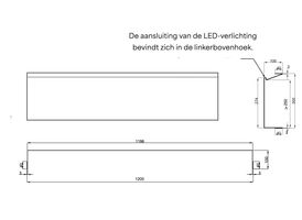 Hotbath &More inbouwnis 30x120x10cm - zonder frame - LED verlichting - geborsteld messing PVD