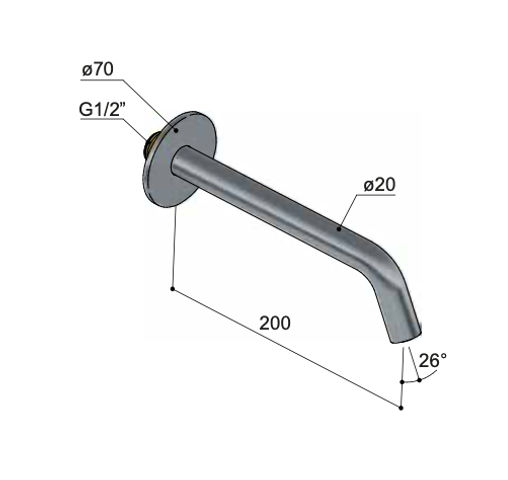 Hotbath Guy GY095 universele uitloop 20cm - Geborsteld zwart PVD