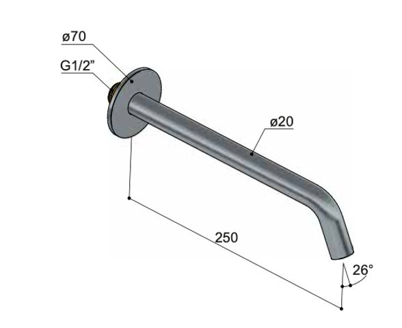 Hotbath Guy GY095 universele uitloop 25cm - Geborsteld zwart PVD