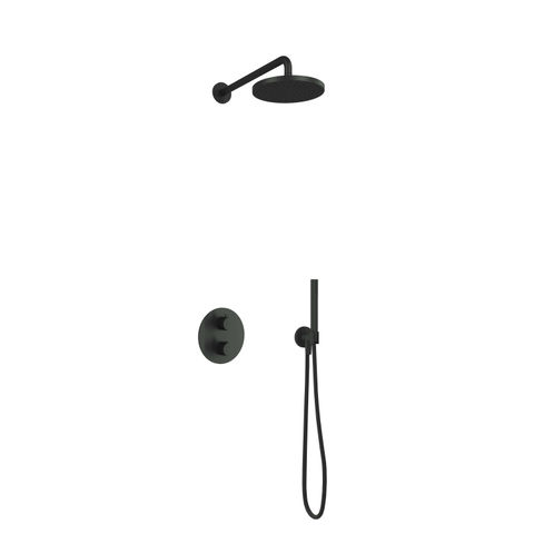 Hotbath Cobber IBS20A inbouw doucheset - 3-standen handdouche - 25cm hoofddouche - wandarm - wandhouder - geborsteld zwart PVD