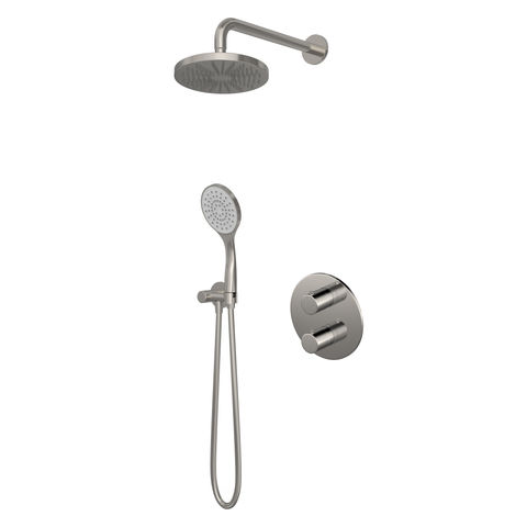 Hotbath Buddy IBS12A inbouw doucheset - ronde handdouche - 20cm hoofddouche - 30cm plafondbuis - wandhouder - geborsteld nikkel