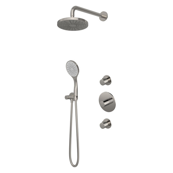 Hotbath Buddy IBS12 inbouw doucheset - 3-standen handdouche - 25cm hoofddouche - wandarm - glijstang - geborsteld nikkel