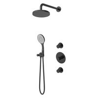 Hotbath Buddy IBS12 inbouw doucheset - ronde handdouche - 25cm hoofddouche - 15cm plafondbuis - wandhouder - geborsteld zwart PVD