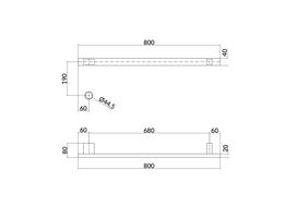 Hotbath &More Rails Square handdoekwarmerset 80cm - 1 stang - chroom