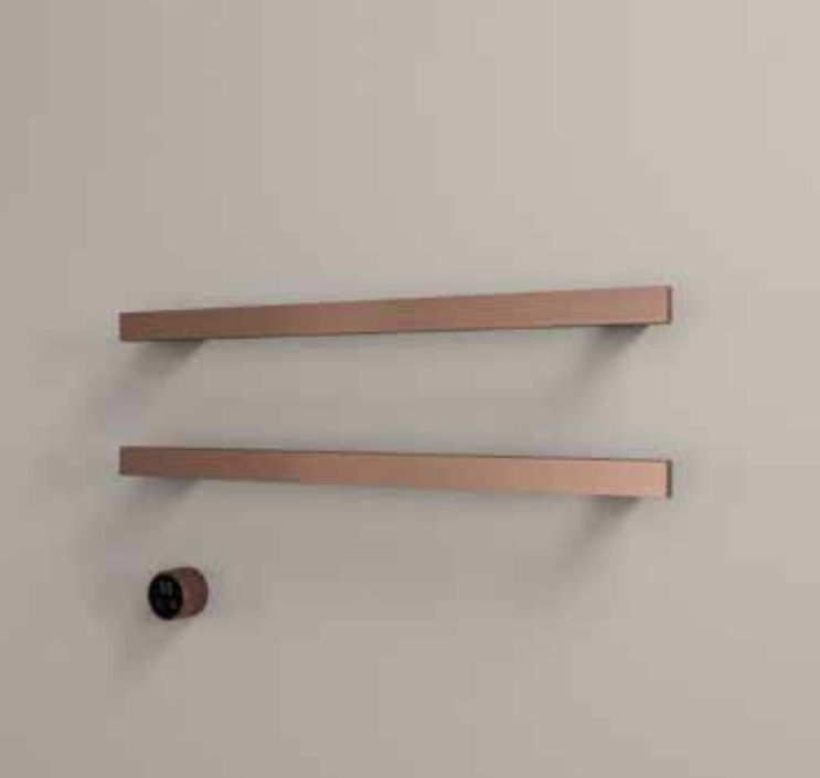 Hotbath &More Rails Square handdoekwarmerset 80cm - 2 stangen - geborsteld nikkel