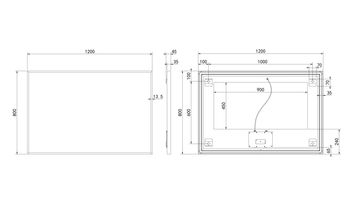 Hotbath &More spiegel square 120x80cm directe & indirecte verlichting - geborsteld gunmetal PVD