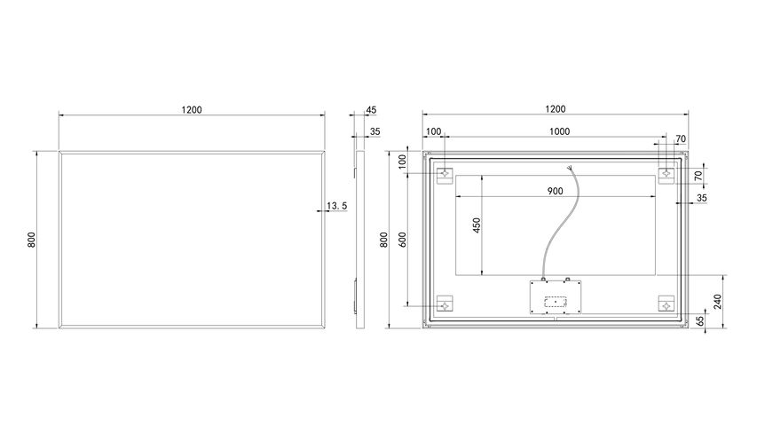 Hotbath &More spiegel square 120x80cm directe & indirecte verlichting - RVS 316