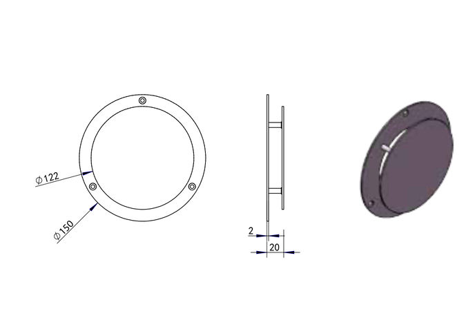 Hotbath &More ventilatierooster - rond - met schroeven - geborsteld zwart PVD