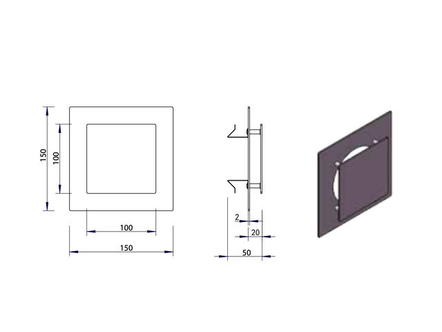 Hotbath &More ventilatierooster - vierkant - met klemmen - RVS 316