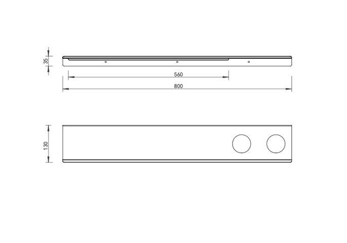 Hotbath &More planchet 80cm - 2 uitsparingen - mat wit