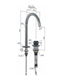 Hotbath Cobber X CX023H wastafelkraan 2-gats hoog  - Verouderd messing