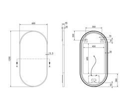 Hotbath &More spiegel oval 60x120cm directe & indirecte verlichting - geborsteld zwart PVD