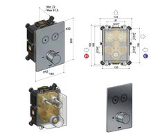 Hotbath Cobber PB009QEXT afbouwdeel voor inbouw thermostaat met 2 pushbuttons - geborsteld zwart PVD