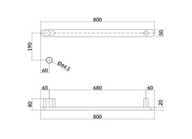 Hotbath &More Rails Soft Square handdoekwarmerset 80cm - 1 stang - geborsteld koper PVD