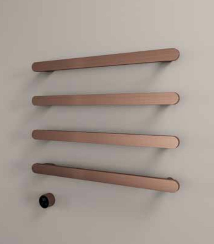 Hotbath &More Rails Soft Square handdoekwarmerset 80cm - 4 stangen - geborsteld gunmetal PVD