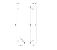 Hotbath &More Rails Square handdoekwarmerset 135cm - 1 stang - geborsteld gunmetal PVD