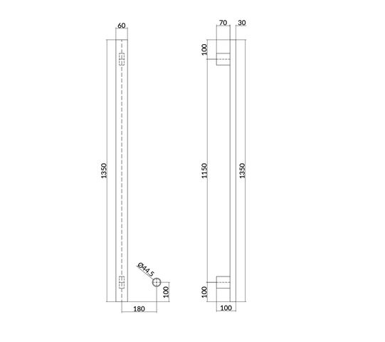 Hotbath &More Rails Square handdoekwarmerset 135cm - 1 stang - tuscan bronze