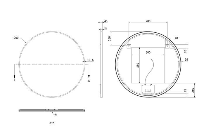 Hotbath &More spiegel round 120cm directe & indirecte verlichting - mat wit