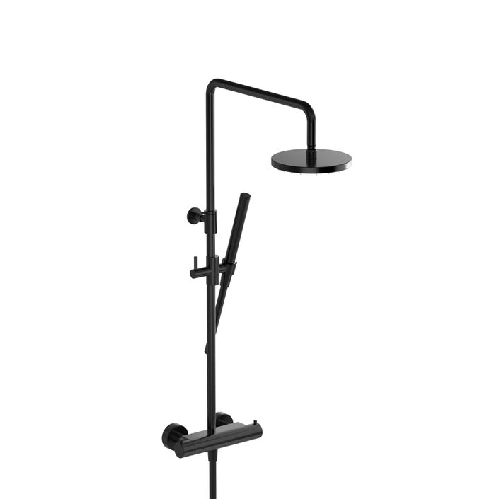 Hotbath Cobber SDS9 thermostatische stortdoucheset - ronde handdouche - 20cm hoofddouche - Geborsteld zwart PVD