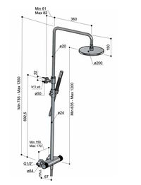 Hotbath Cobber X SDSX9 stortdoucheset - 25cm hoofddouche - staafhanddouche - geborsteld zwart PVD