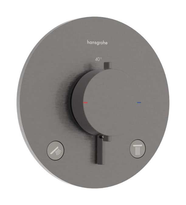 Hansgrohe Ecostat Comfort S afbouwdeel voor inbouwthermotaat voor 2 functies - brushed black chrome