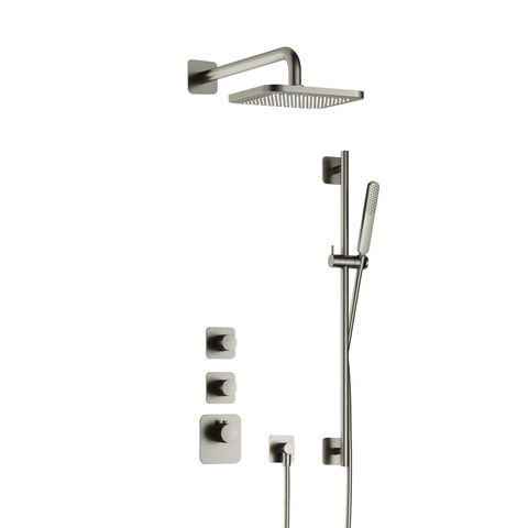 Hotbath Gal IBS40 inbouw doucheset High Flow met 2 stopkranen met glijstang - Geborsteld nikkel