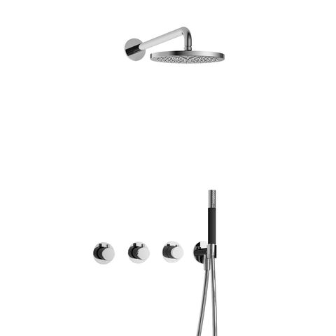Hotbath Cobber IBS70 inbouw doucheset - staafhanddouche - 20cm hoofddouche - 30cm plafondbuis - wandhouder - geborsteld zwart PVD