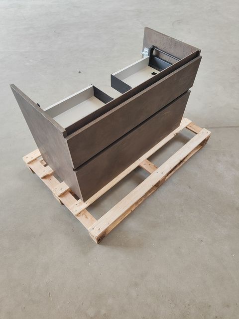 Outlet Brauer Delight onderkast 100 met 2 softclose lades greeploos en 1 sifon uitsparing Erosion (SHOWROOMMODEL)