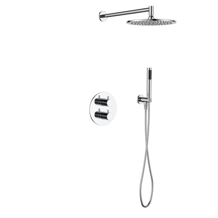 Regn inbouw doucheset met 2-weg rond - ronde handdouche - 25cm hoofddouche - wandarm - glijstang - chroom