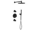 Regn inbouw doucheset met 2 stopkranen - staafhanddouche - 30cm hoofddouche - wandarm - wandsteun - mat zwart