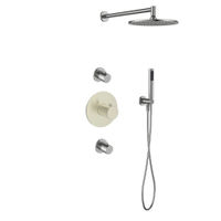 Regn inbouw doucheset met 2 stopkranen - ronde handdouche - 30cm hoofddouche - wandarm - glijstang - geborsteld nikkel pvd