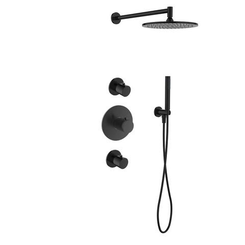 Regn inbouw doucheset met 2 stopkranen - 3-standen handdouche - 30cm hoofddouche - plafondbuis - glijstang - gunmetal zwart pvd