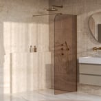 Brauer Orion inloopdouche 90x200cm afgerond - brons glas - geborsteld goud PVD