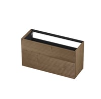 Ink onderkast 120x45cm - push to open - 2 lades - horizontaal gefreesd - fineer ash grey