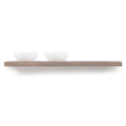 Looox Wooden Base Shelf Solo wastafelblad 200x46cm - RVS ophanging - old grey