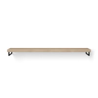 Looox Wooden Base Shelf Solo wastafelblad 200x46cm - zwarte handdoekhouder links/rechts - old grey