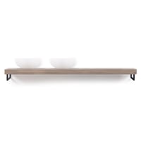 Looox Wooden Base Shelf Solo wastafelblad 200x46cm - zwarte handdoekhouder links/rechts - old grey