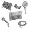 Brauer Carving inbouw badthermostaat - drukknoppen - baduitloop - 3-standen handdouche - chroom