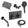 Brauer Carving inbouw badthermostaat - drukknoppen - baduitloop - 3-standen handdouche - geborsteld gunmetal PVD