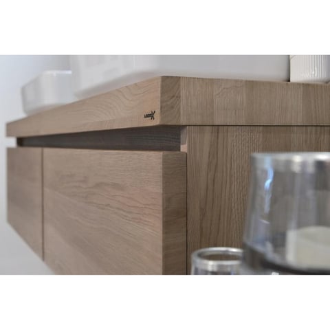 LoooX Wooden Drawer BoX badmeubel 120x46cm massief eiken 2 lades - old grey