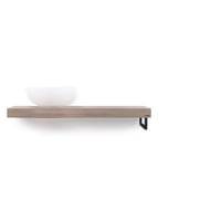 Looox Wooden Base Shelf Solo wastafelblad 100x46cm - zwarte handdoekhouder rechts - old grey